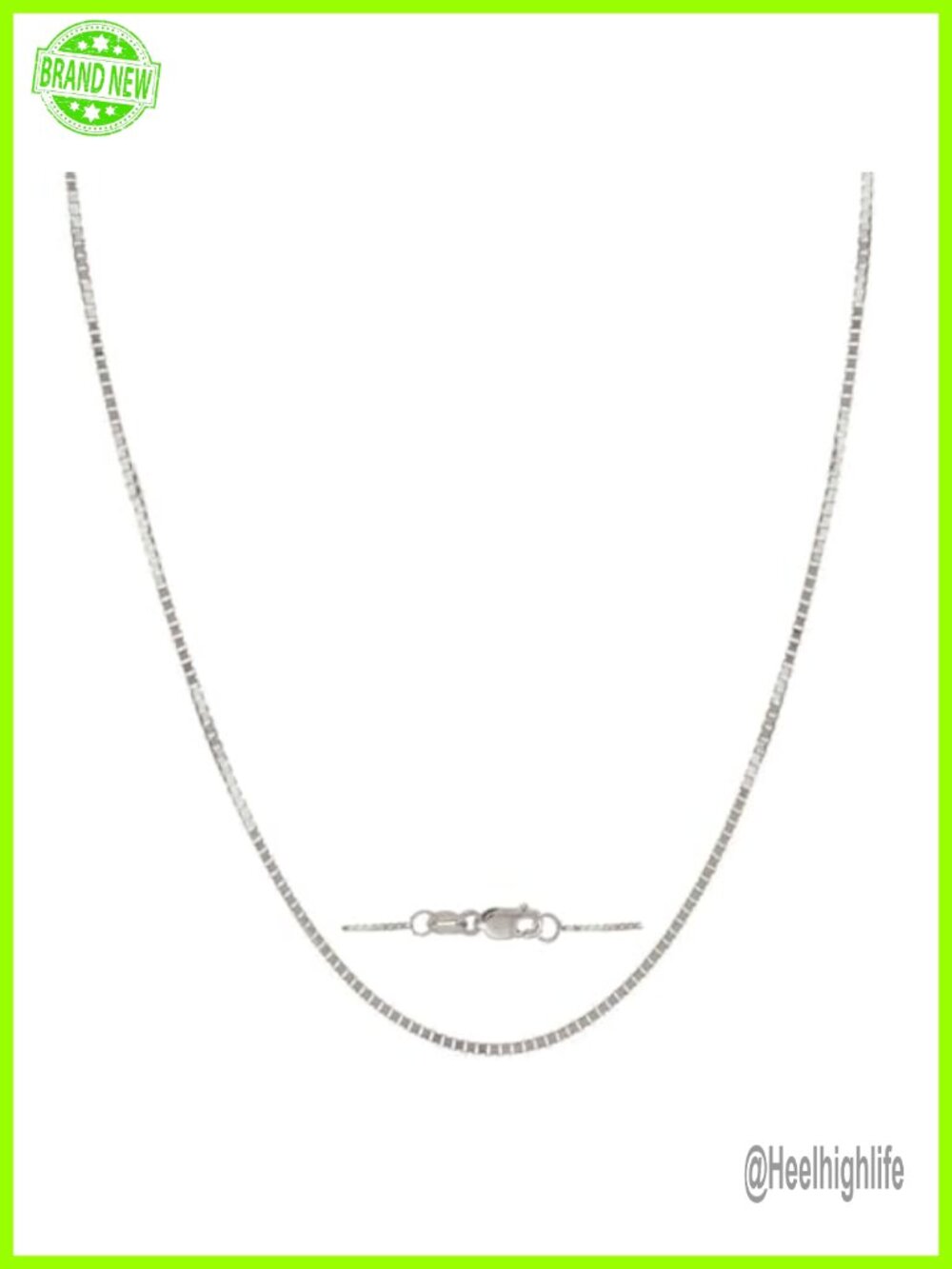 14K Solid Gold Box Chain Necklace 0.9mm 20 Inch Lobster Clasp